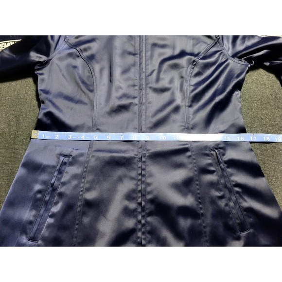 Opening Ceremony Navy Blue Track Dress Mini‎ Satin Logo Size Medium $350 Retail - Picture 10 of 13